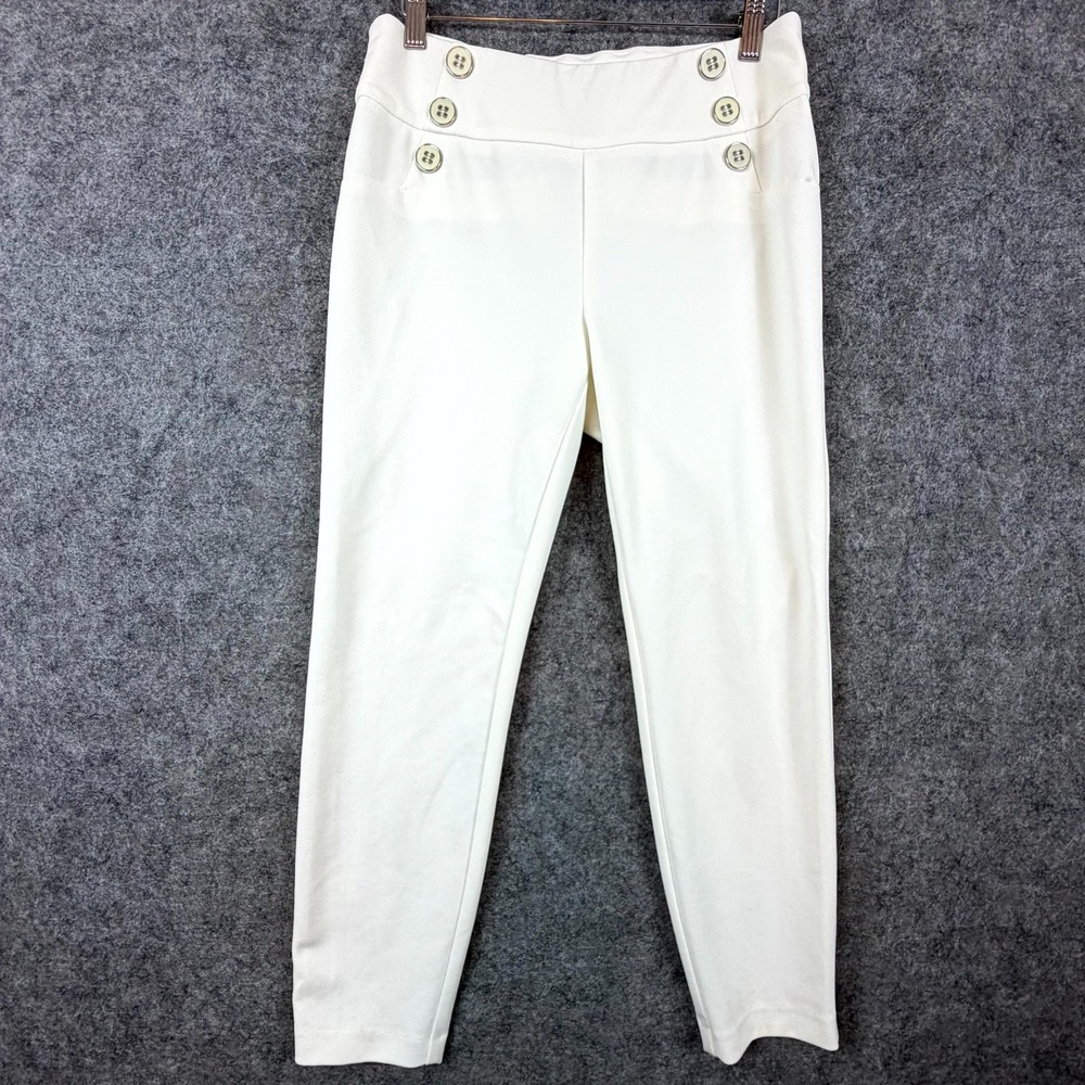 Soho Apparel Ltd. Sailor Pants Women Medium Off White Stretch Casual Tapered Leg